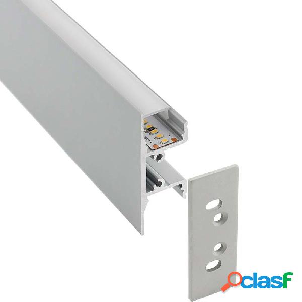 Kit - perfil aluminio wall hos para tiras led 1 metro