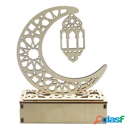 Lámpara de Ramadán Adorno de luna de bricolaje de madera