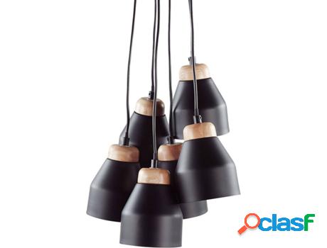 Lámpara de Techo Cestos (Negro - Madera -12x12x68 cm)