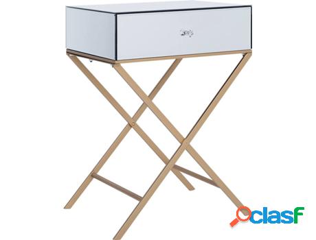 Mesa Auxiliares Vivy (Plateado - Cristal -40x50x70 cm)