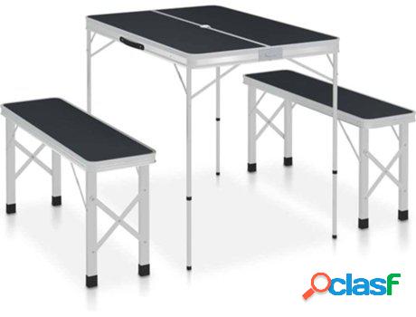 Mesa VIDAXL de camping plegable con 2 bancos (Gris -