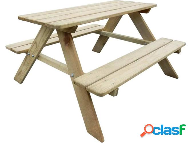 Mesa de picnic infantil VIDAXL pino (89x89,6x50,8cm)