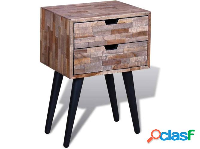 Mesita de Noche ART PLANET 2 Cajones Madera Reciclada Maciza