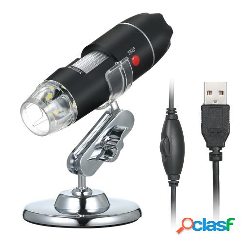 Microscopio digital USB 1600X Cámara de aumento 8 LED con