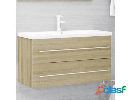 Mueble con Lavabo Aglomerado VIDAXL (Marrón- Madera