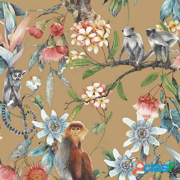 Noordwand Papel pintado Exotic Monkeys dorado