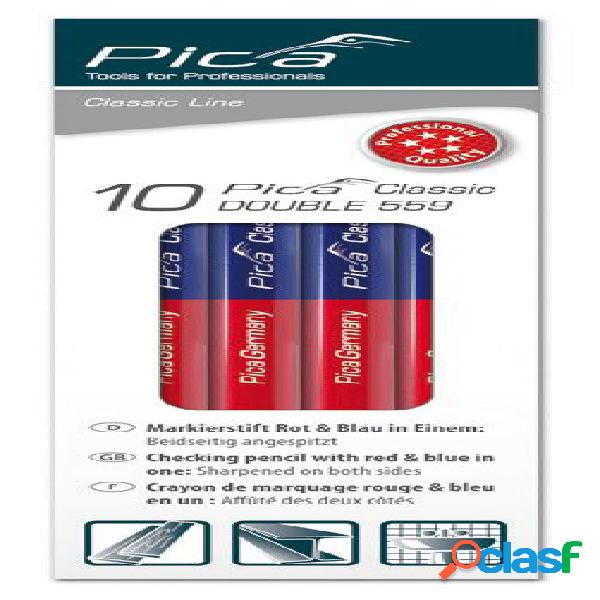PICA 559-10 - Caja con 10 lápices de doble punta roja y