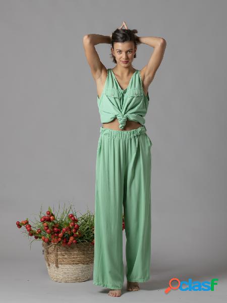 Pantalón fuido mujer Verde