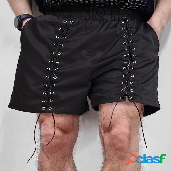 Pantalones cortos de cintura elástica con cordón delantero