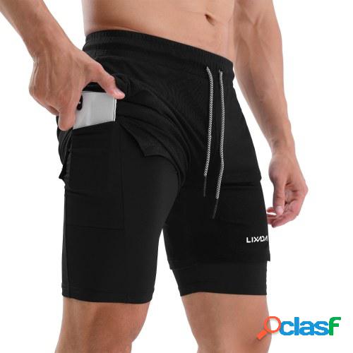 Pantalones cortos para correr Lixada 2 en 1 para hombre con