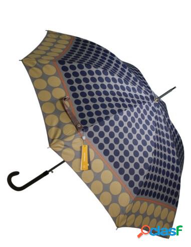 Paraguas Largo De Mujer Con Estampado Topos Marrón Claro