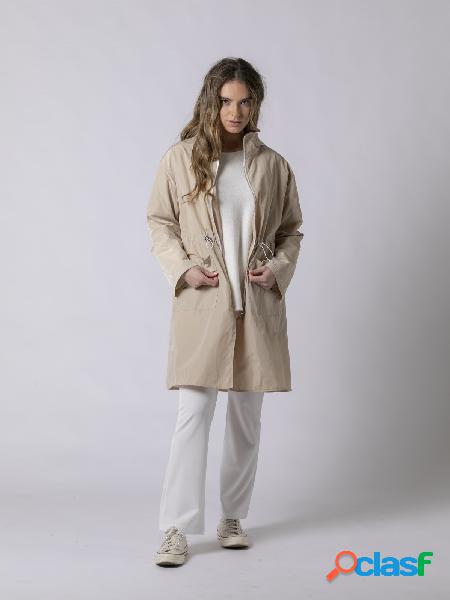 Parka larga classic sporty style Beige