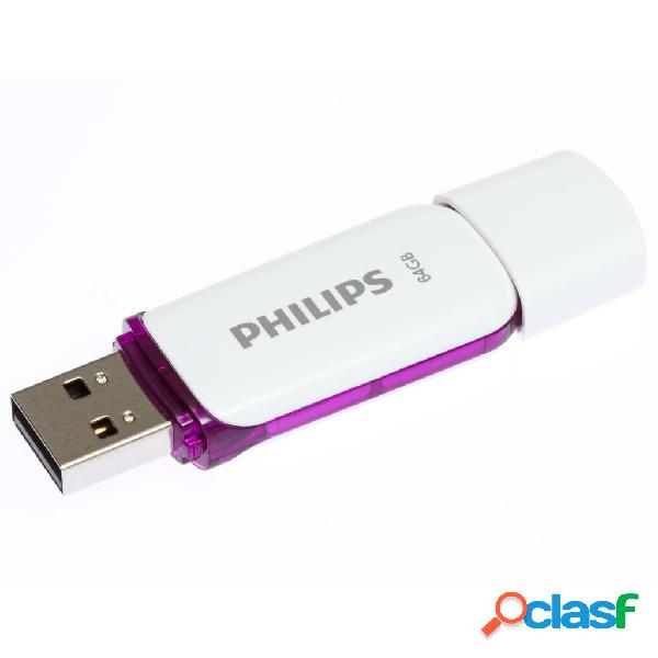 Philips Memoria USB 2.0 Snow 64 GB blanco y morado