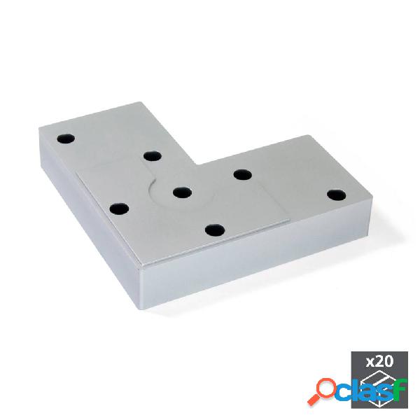 Pie para mueble altura 12 mm Plástico Gris metalizado 20