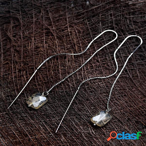 Piedra natural simple Colgante Oreja Línea Mujer Pendientes