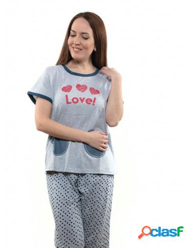 Pijama De Mujer Verano Love Xxl Gris