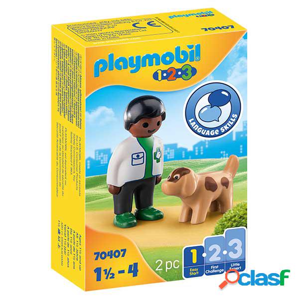 Playmobil 70407 1.2.3 Veterinario con Perro