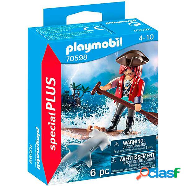 Playmobil 70598 Pirata con balsa y tibur?n martillo
