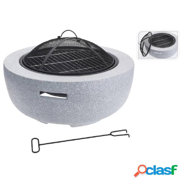 ProGarden Brasero con parrilla redondo gris claro 60x25 cm