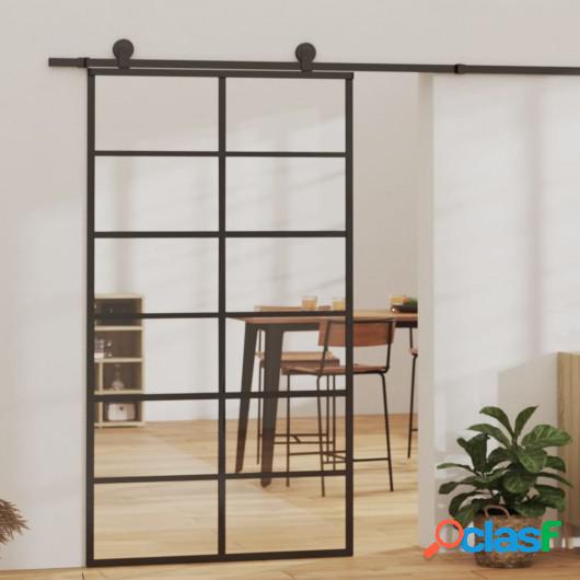 Puerta corredera ESG vidrio y aluminio 102x205 cm negra