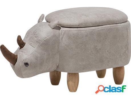 Puf Rhino (Gris - Piel Sintética -32x60x35 cm)