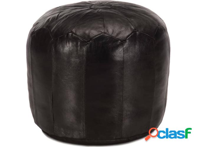 Pufe VIDAXL 40x35 cm cuero cabra genuino negro