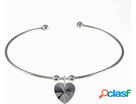 Pulsera SC_CRYSTAL Corazón (bañado a rodio - Negro - 17