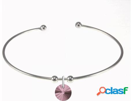 Pulsera SC_CRYSTAL (bañado a rodio - Rosa - 17 cm)