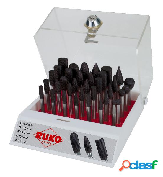 RUKO 116008TC - Surtido de 35 fresas de metal duro TiCN con