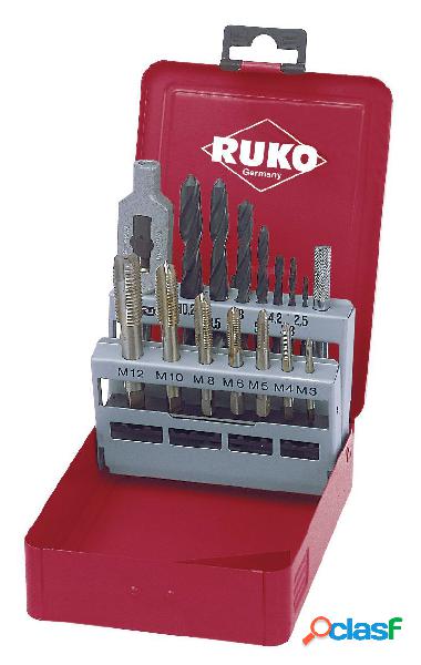 RUKO 245004 - Juego machos de roscar + brocas (15 piezas)