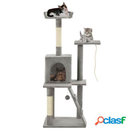 Rascador para gatos con poste de sisal 120 cm gris