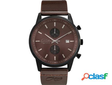 Reloj CAYMLINE Brown & Black Matte Leather Hombre (Acero -