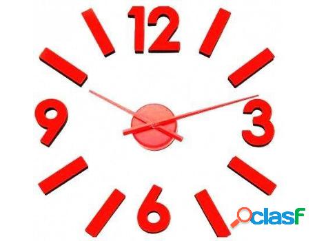 Reloj HOGAR Y MÁS Pared Con Número Adhesivo Rojo(70 cm)