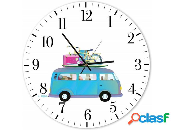 Reloj de Pared LEGENDARTE Vacaciones En Minivans (40x40 cm)