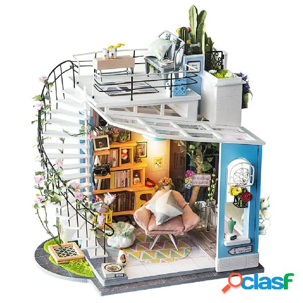 Robotime Kit de miniatura DIY Dora's Loft con luz LED