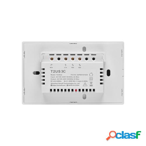 SONOFF T2US3C-TX Interruptor de luz de pared WiFi