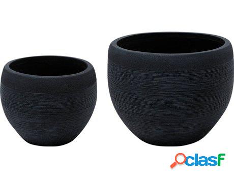 Set de 2 Macetas Zakros (Negro - Fibra de Arcilla - cm)