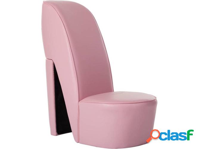 Silla VIDAXL estilo zapato salto alto cuero artificial rosa