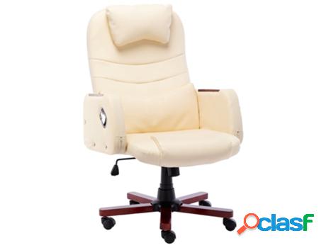 Silla de Oficina VIDAXL Crema (Cuero artificial - 66 x 68 x