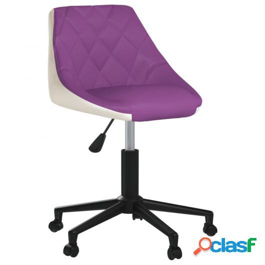 Silla de comedor giratoria cuero sintético morado y blanco