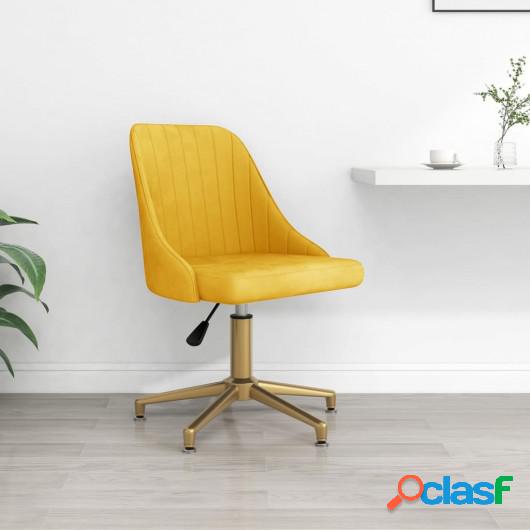 Silla de comedor giratoria de terciopelo amarillo