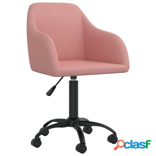 Silla de comedor giratoria de terciopelo rosa