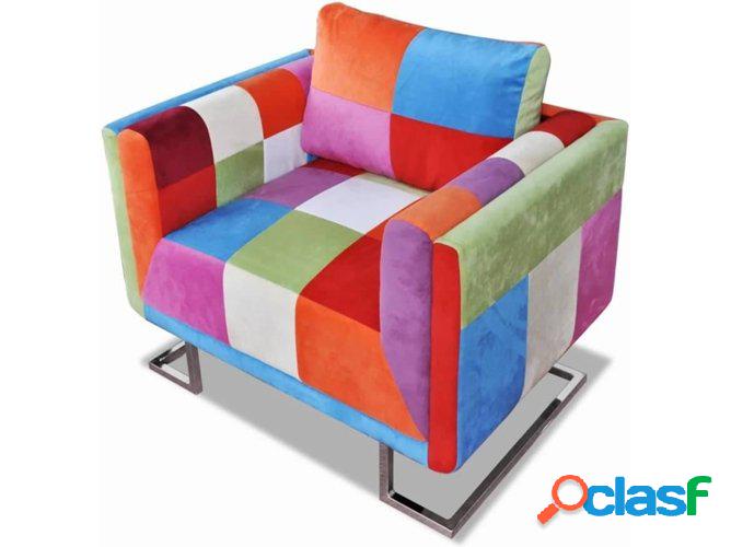 Sillón VIDAXL cubo pies cromados, Tejido design retazos