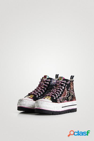 Sneakers altas plataforma patch oriental