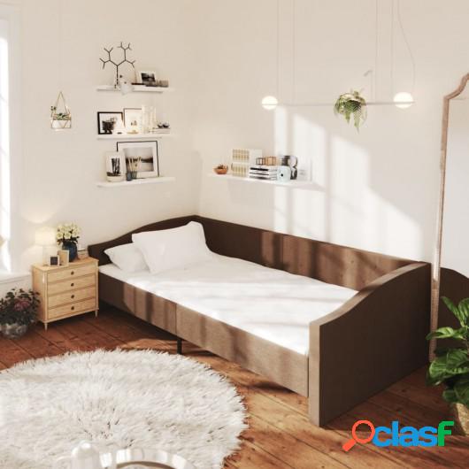 Sofá cama con colchón USB de tela marrón oscuro 90x200 cm