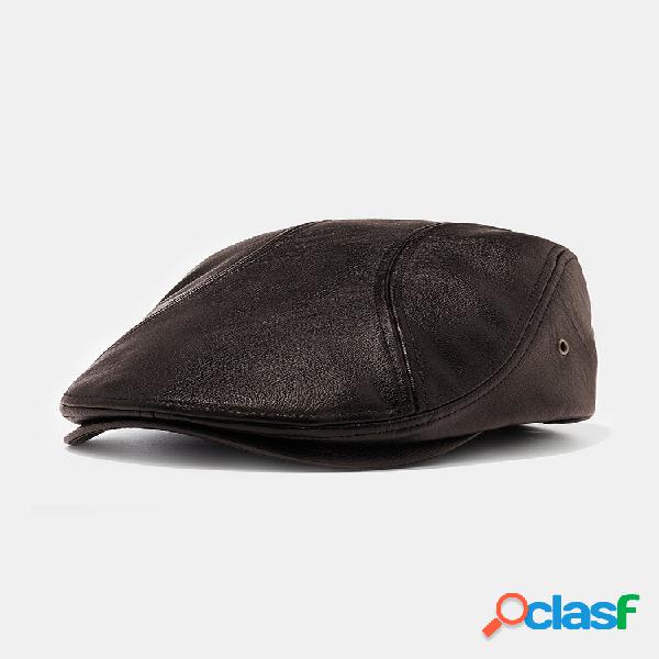 Sombreros de boina de cuero para hombres Gorras planas