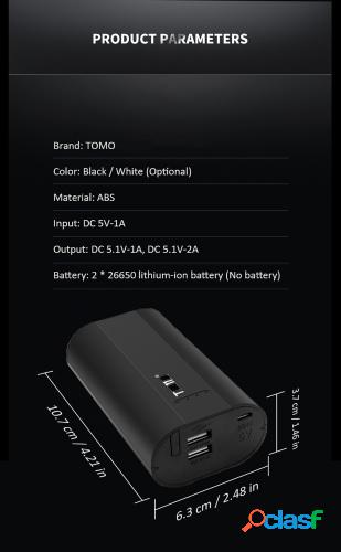 TOMO A2 Power Bank 2 * 26650 Batería de litio Pantalla LCD