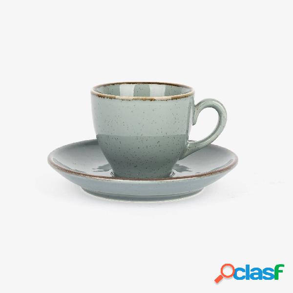 Taza de café con plato azul de porcelana Pearl 9cl