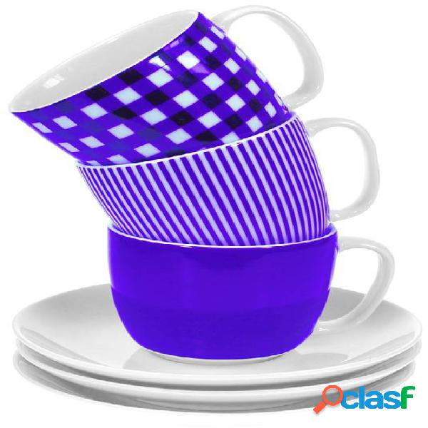 Tazas de te con plato Ambit cucadros lila