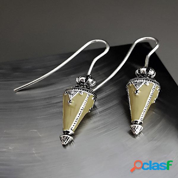 Tribal kazajo vintage Pendientes Esmalte antiguo hecho a